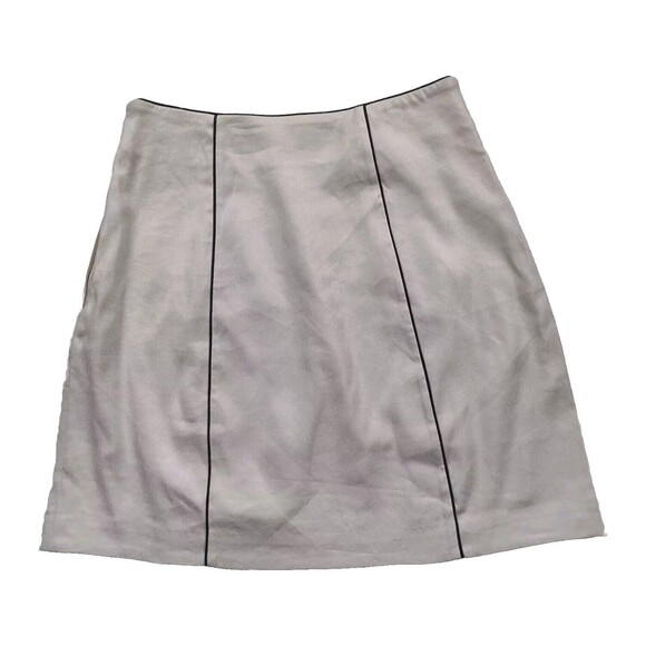 Maeve Womens Structured Mini Skirt Cream with Navy Piping Nautical Size 4 Linen - Picture 5 of 11